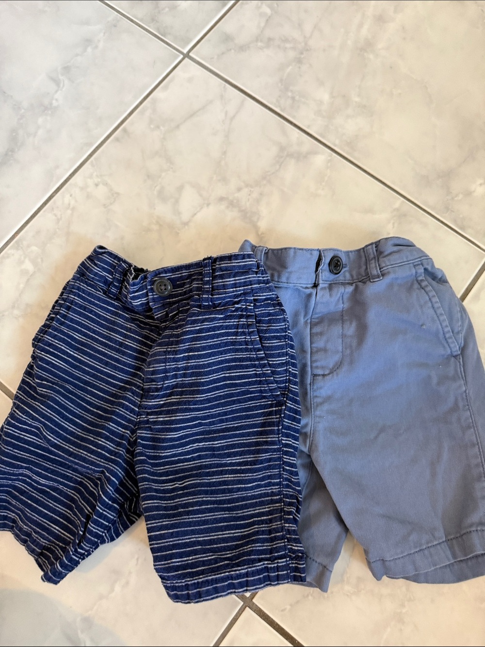 The Children's Place Navy Striped & Light Blue Shorts Duo